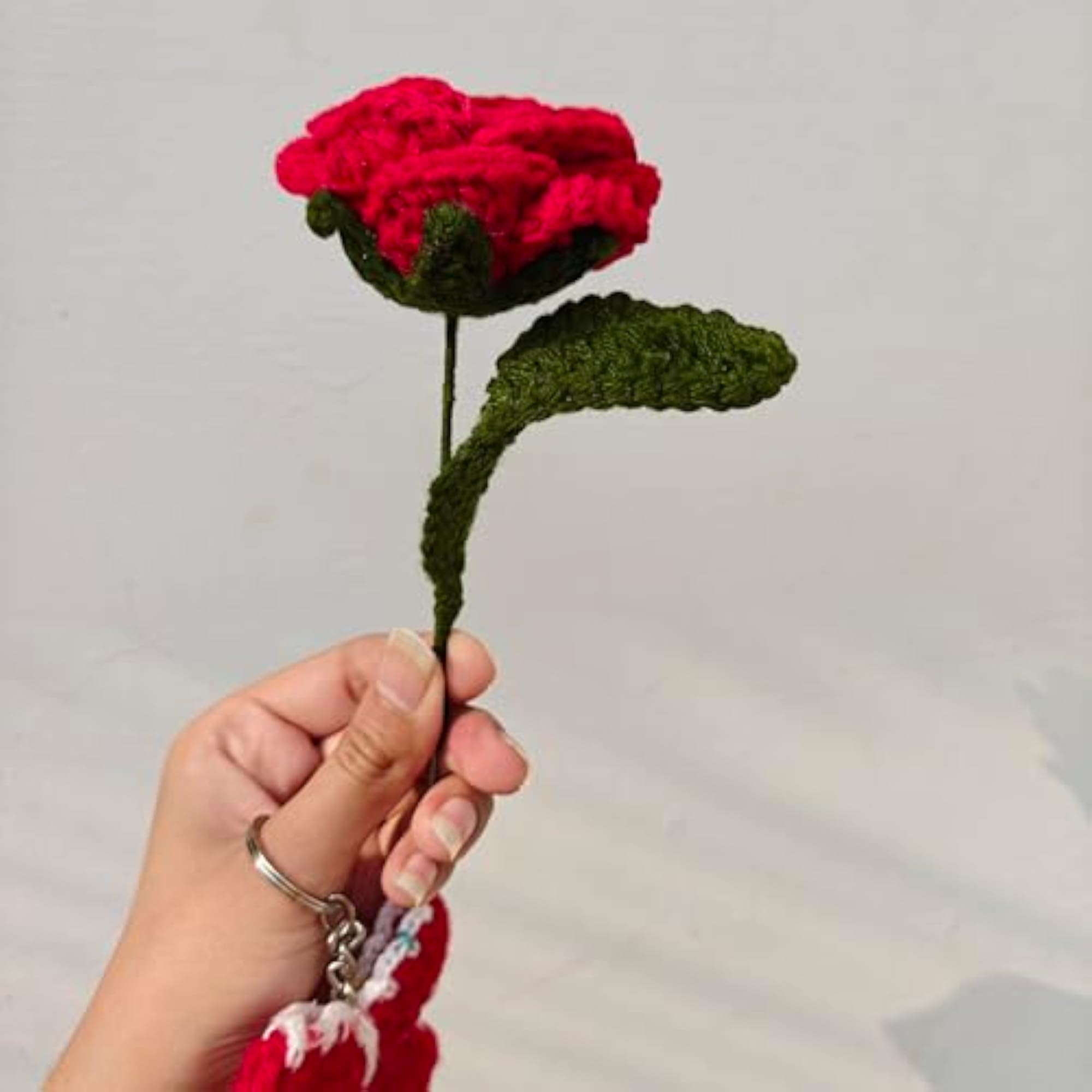 Handmade Crochet Rose Flower with Hair Pin Set, 2 Pieces