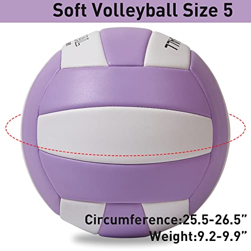 Evzom Super Soft Volleyball Beach Volleyball Official Size 5 For Outdoor/Indoor/Pool/Gym/Training Premium Volleyball Equipment Durability Stability Sports Ball（Purple/White） #TOP3
