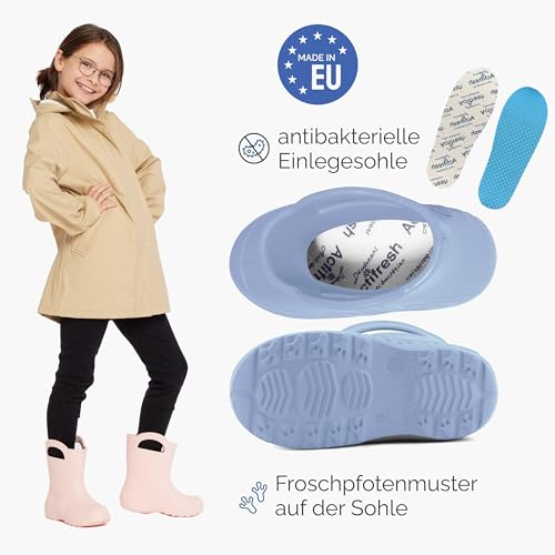 Ladeheid Eva federleichte Kinder Gummistiefel für Jungen und Mädchen Regenschuhe Bequeme und wasserdichte Regenstiefel Kinder LA-CA-01