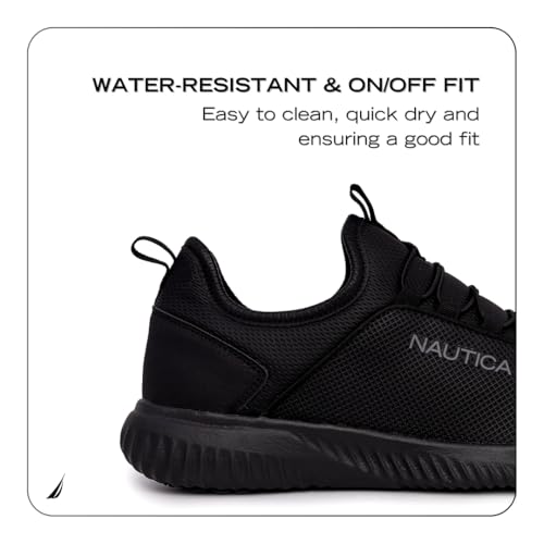 Image of Nautica Black Non Slip Slip On /Lace-Up Work Shoes, Safety Water Resistant Chef Kitchen Trabajo Zapatos Restaurant or Food Service Sneakers - Comfortable and Lightweight for Men and Women