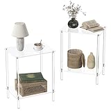 HMYHUM Acrylic End Tables Set of 2, Small Nightstand/Bedside Table for Living Room, Bedroom, Home Accent Side Table, 2-Tier, 15.7' L x 11.8' W x 20' H, Clear