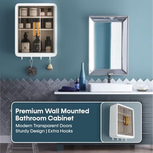 Image of GLOXY Bathroom Cabinet Combo Pack of 3 - Wall Mount 3 Layer Bathroom Shelf Washroom Organizer Cabinet to Keep Toiletries, Makeup & Skincare Essentials Well Organized | Multipurpose Storage Cabinet