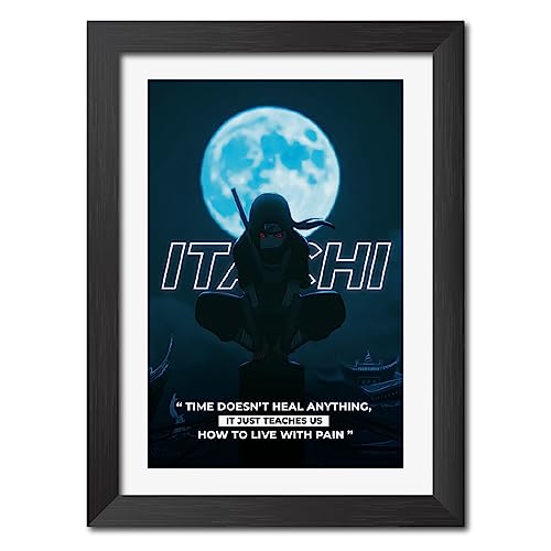 Image of TenorArts Itachi Uchiha Poster Naruto Anime Quotes Laminated Photo Frame Painting with Matt Finish Black Textures (12 inches x 9inches)