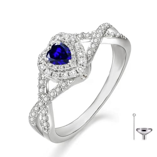 Sterling Silver Moissanite Birthstone Urn Ring for Ashes Personalized Heart/Marquise/Pear Cut Cremation Ring for Women for Women Keepsake Jewelry for Ashes Memorial Ash Holder