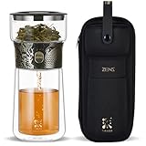 ZENS Tetera de cristal con filtro, mágico con un solo toque drain tetera para té en, tetera infusiones con taza de doble pared y estuche portátil, Genial patrón de dragón, para lregalar