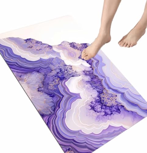 Tapis de bain en pierre absorbant et antidérapant lavable violet - 2