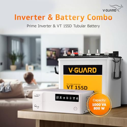 V-Guard Inverter & Battery Combo (1150 Pure Sine Wave 1000VA/12V Inverter, VT 155D 150Ah Tall Tubular Battery) for Home, Office & Shops view 2