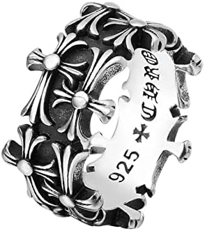 FLEAGE Cross titanium steel ring, Premium Titanium Steel, Personalized Vintage, Trendy Hip Hop Ring (size 7)