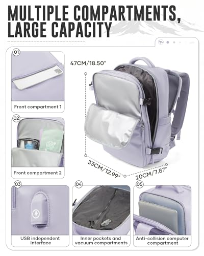 Image of Vacuum Backpack with Pump for Women Men, Compression Backpack for Travel, Vacpack for School Business Trip, Lightweight Airback Backpacks with Vacuum Seal, Carry On Bag for Airport( Purple Large)