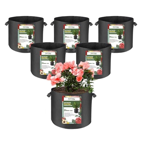 FVOTNW 6-Pack 30 Gallon Grow Bags 300g Non-Woven Fabric Planting Bags with Handles Breathable Drainable Planter Bags for Vegetables Flowers and Indoor Outdoor Gardening