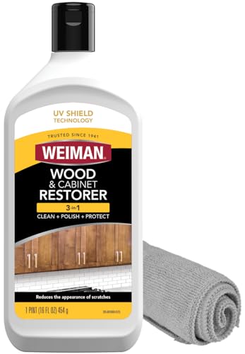 Comparison: Best Wood For Stained Cabinets 6 Weiman Wood and Cabinet Restorer 3-In-1 Bundle - Removes Dirt, Residue, Dust, Reduces Scratches, Restore Shine, Prevent Fading, UV Shield Technology, Safe for Antique Wood, Tables, Chairs, Cabinets