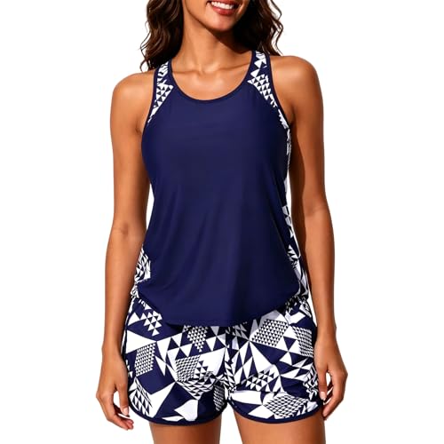 Tankini imprimé floral géométrique S à XXL avec cordon réglable