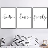 SDVIB One Line Famille Maison Lettre Mur Art Toile Affiche Nordique Art Peintures Citations D'amour Imprimer Noir Blanc Mur Photos Décor À La Maison15.7 x 23.6' (40x60cm) x3 Sans cadre