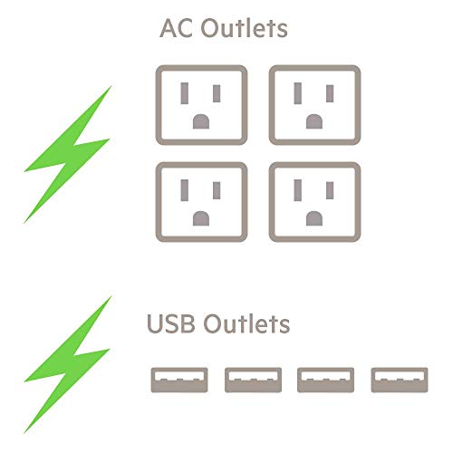 Image of Belkin Power Strip Surge Protector - 4 Multiple Outlets & 4 USB Charger Ports, Cube Outlet Extender for MacBook, iPhone 11 /12 Pro Max, Galaxy S20+ /Note 20 Ultra, Home, Office, Travel & Desktop - Black