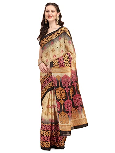 Sari de seda impreso blusa sin costuras ropa tradicional india mujer