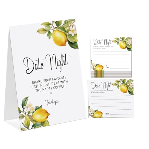 stizak Lemon Theme Bridal Shower Decorations, Date Night Ideas, Bridal Shower Game, 1 Sign and 50 Cards, Modern Bridal Shower Shower, Wedding Shower Games（dn10）