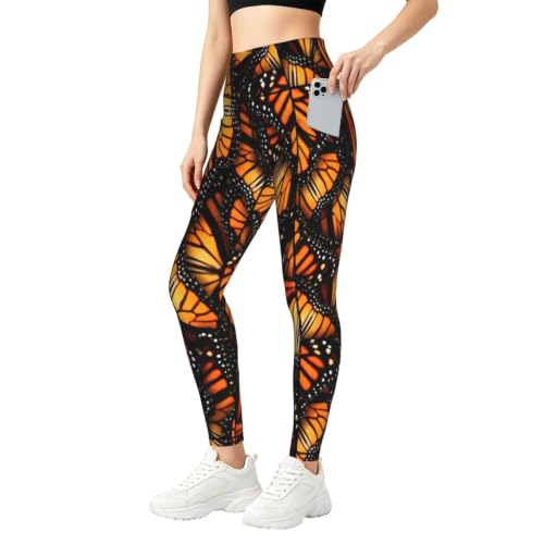 Pantalones de yoga para mujer dile adi&oacute;s a las transparencias con bolsillos EdsfFehs de mariposas