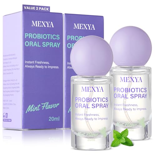2-Pack Probiotic Oral Spray for Long-Lasting Fresh Breath, Alcohol-Free Fresh Breath Spray with Dual Cooling Mint, Travel-Sized Mouth Freshener for On-the-Go Use