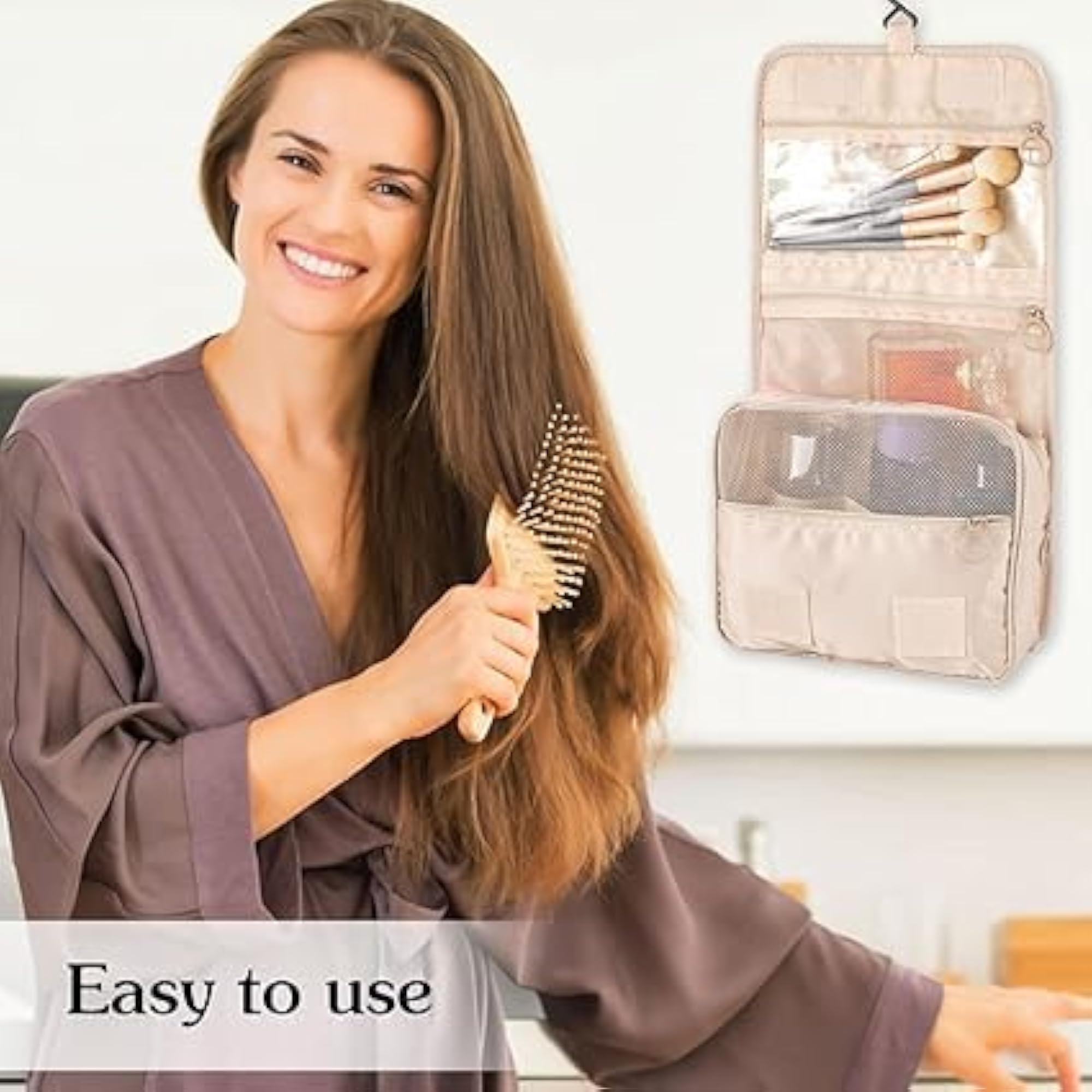 Cosmetic Bag with Hook and Carry Handle, Travel Carry Bag