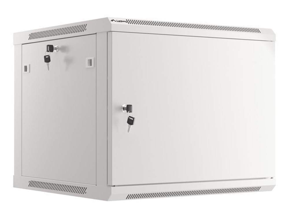 LANBERG ARMARIO Rack 19 "MONTAJE PARED 9U / 600X600 con PUERTA METÁLICA Gris (PAQUETE Plano)