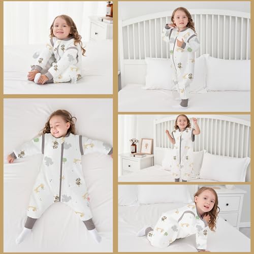 Image of LAT Winter Baby Sleep Bag with Feet,3-way zip Wearable Blanket with Removable Sleeves,Warm Sack for Toddler 2.5 TOG