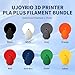UJOYBIO 8 Color Bundle Hyper PLA+ 3D Printer Filament, Multicolor PLA+ Filament 1.75mm, Individually Vacuum Packed, 0.25kg per Spool, 8 Pack (Black+Jade White+Grey+Orange+Red+Dark Blue+Green+Yellow)