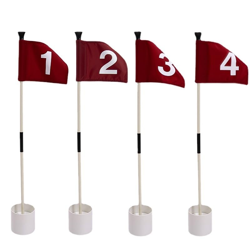 Golf Putting Green Flags, Detachable Golf Flagsticks and Hole Cup Set, 4Pcs Double-Sided Numbered 1-4, 83cm Height for Practice Training