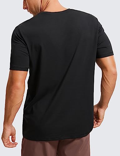 CRZ YOGA Men's Cotton Polyester Short Sleeve T-Shirt Classic Fit Casual Workout Tops Soft Premium Tee2
