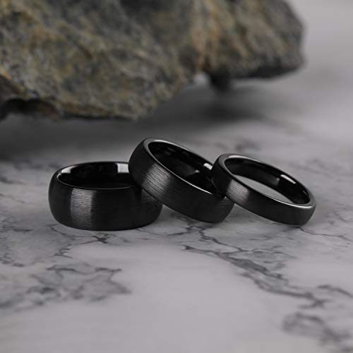 Black Ceramic Rings Brushed Comfort Fit Engagement Wedding Band 7.75 #TOP2