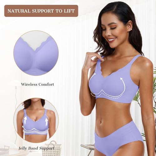 Image of OEAK Womens Wireless Jelly Bras Push Up Bralette Full Coverage No Underwire Bra Comfortable Everyday Seamless Tshirt Bras