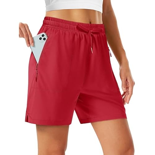 TACVASEN Women's 5" Hiking Shorts Quick Dry Athletic with Zipper Pockets