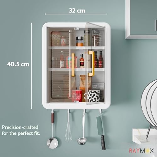 Image of RAYMOX 3-Layer Wall Cabinet with Doors, Self-Adhesive Kitchen & Bathroom Organiser (Pack of 1)