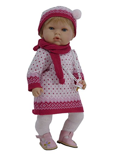 Muñeca Tita Tricot para que los niños aprendan a poner y quitarle la ropa, muy blandita y con un suave perfume a vainilla. Conjunto de punto con zapatos de charol. Muñeca preciosa