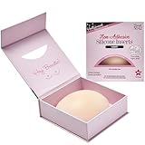 Hollywood Fashion Secrets Non-Adhesive Silicone Inserts Nipple Cover with Storage Pouch - Ultra-Thin, Reusable Nipple Covers for Women, No-Show Coverage, Light Tone