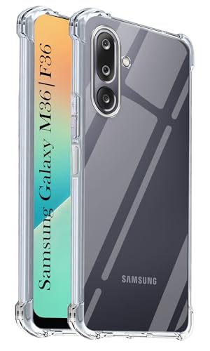 Image of Jkobi Shockproof Crystal-Clear Back Cover for Samsung Galaxy M36 | Samsung Galaxy F36 (Anti Yellow Case | Drop & Camera Protection | Hard Polycarbonate)