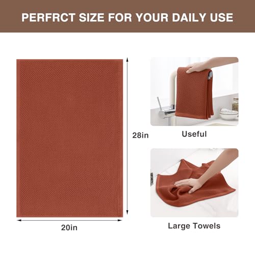 Image of Homaxy 100% Cotton Waffle Weave Kitchen Dish Towels, Ultra Soft Absorbent Quick Drying Cleaning Towel, 20x28 Inches, 4-Pack, Rust