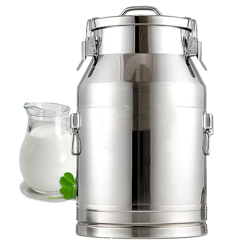 ApuaVireo&Co Cubos herméticos for leche, de acero inoxidable 304, con asa y tapa de silicona, for transporte de leche de granja.(28L)