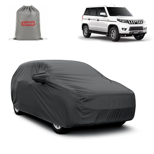 Image of AOSIS 'Waterproof' Car Cover Compatible with Mahindra Bolero Neo N4 /N8 /N10 300 GSM Uly Coated Thick Fabric 4X4, Adjustable Belt Buckle, Elastic Grip