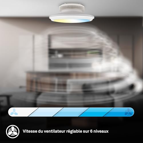 Plafonnier ventilateur de plafond LED noir blanc 44cm avec télécommande et intensité variable - 7