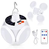 LED Campinglampe Aufladbar Solar Camping Lampen USB Laterne mit Led Wasserdicht Fußballlichter, 5 Modi SOS Campingleuchte mit Fernbedienung für Outdoor Wandern Camping Notfall Zeltlampe Power Bank