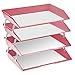 Acrimet Facility 4 Tier Letter Tray, Side Load, Letter Size/A4, Desktop File Organizer, Plastic (Solid Pink)