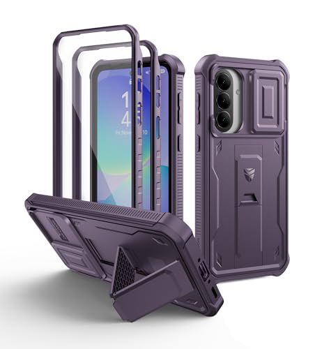 Dexnor pour Coque Samsung Galaxy A37【Double Cadre Avant et Support】 avec CaméRa Coulissante Intégrée & Protecteur d'écran, Coque de Protection Robuste...