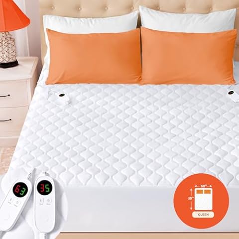 COKTIK Heated Mattress Pad with 9 Heat Settings Controller Electric Bed Warmer Machine Washable Automatic Shut-Off Cover