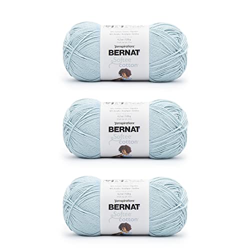 Image of Bernat Softee Cotton Dusk Sky Yarn - 3 Pack of 120g /4.25oz - Nylon - 3 DK (Light) - 254 Yards - Knitting, Crocheting & Crafts