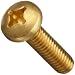 Brass Machine Screw, Plain Finish, Pan Head, Phillips Drive, 1/4" Length, #2-56 Threads (Pack of 100)