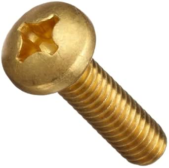Brass Machine Screw, Plain Finish, Pan Head, Phillips Drive, 1-1/4" Length, #10-24 Threads (Pack of 100)