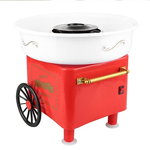 Zuckerwattemaschine 450-550 W Zuckerwatte 2 Heizröhren mit 10 Stäbchen Edelstahl Alu,Retro Cotton Candy Machine mit 10 Stäbchen und Zuckermessbecher,Rot (31 * 31 * 30cm) – Bild 7