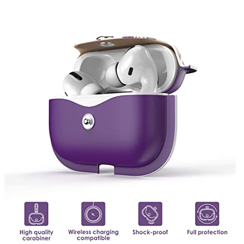 Wenew Leather Case For Airpods Pro 2019, Glitter Sequin Sparkle Crystal Cute Pu Protection Case Shockproof Drop Proof Protector Pouch Skin Metal Clasp Keychain (Purple) #TOP1