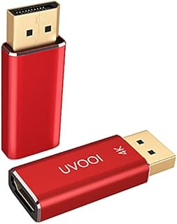 DisplayPort to HDMI Adapter 4K UHD 1-Pack (NOT USB), UVOOI DP (Display Port) to HDMI Converter Aluminum Shell Display Port Male to HDMI Female Connector - Red