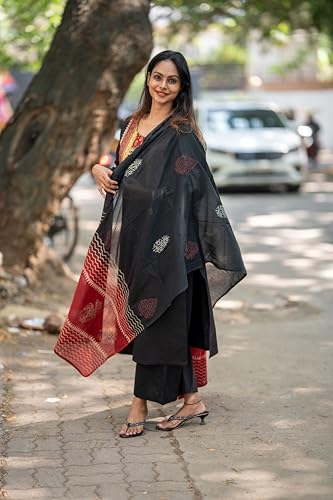 Image of ANNI Designer Women's Rayon Viscose Printed Straight Kurta with Pant & Dupatta